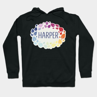 Harper name with colorful leaves Hoodie